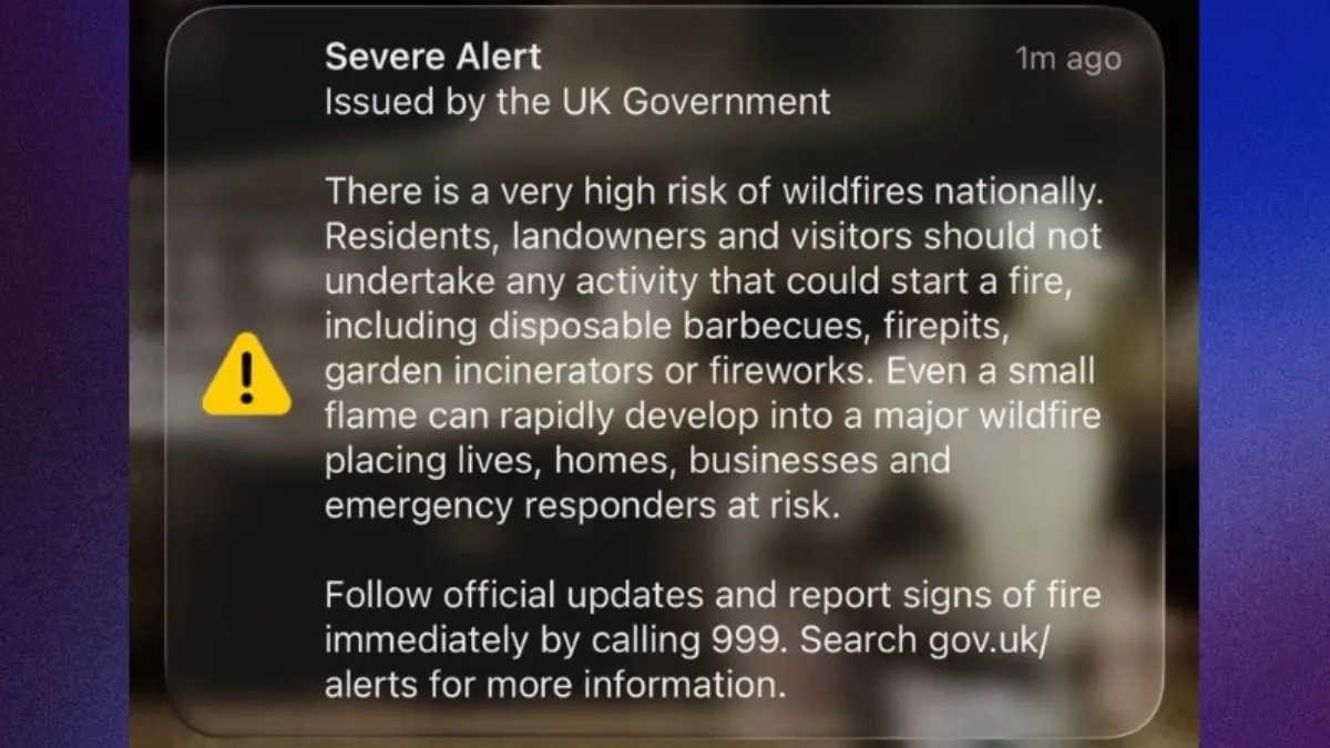 UK Severe Alert explained: Why did millions receive a wildfire warning on their phones?